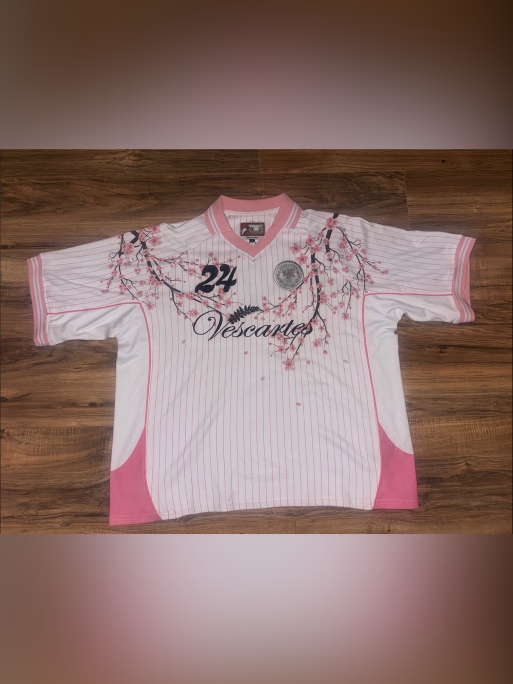 Pink Cherry Blossom Short Sleeve Baseball-Style Tee